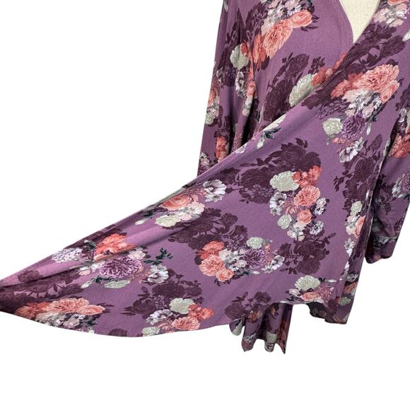 Torrid SZ 3/4 (3/4X-Large) Shirttail Kimono Open-Front Floral Long Loose Sleeves - Picture 3 of 10